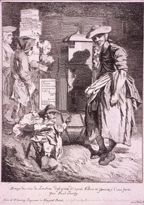 Kvinde med et sjældent show, Cries of London, 1760 af Paul Sandby