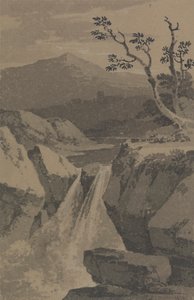 Vandfald og Fjerne Bjerge af Paul Sandby Munn
