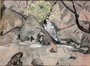 Landskab med en fugl og en tudse (kul og pastel på papir) af Paul Sérusier