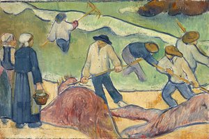 Lille landskab med tang-fiskere, af Serusier, Paul (1864-1927). Olie på pap, ca. 1889. Mål : 21,9x33,2 cm. Staedtische Galerie im Staedelschen Kunstinstitut, Frankfurt am Main af Paul Sérusier