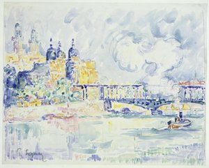 Seinen med Trocadéro og Pont de Passy i Paris
