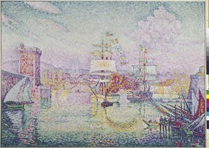 Adgang til havnen i Marseille (olie på lærred af Paul Signac