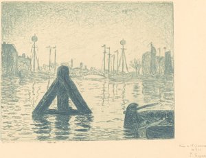 Havn i Holland - Flushing (La balise - En Holland, Flessingue) af Paul Signac
