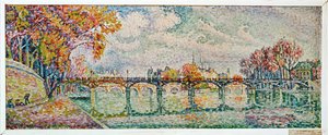 Le Pont des Arts, Paris (maleri på lærred) af Paul Signac