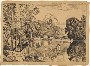Les Andelys på en sommermorgen af Paul Signac
