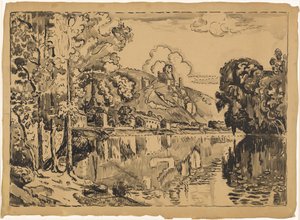 Les Andelys en sommermorgen af Paul Signac