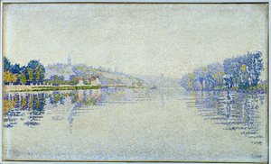 Riverside, the Seine og Herblay Maleri af Paul Signac (1863-1935) 1889 Søn. 0,33x0,55 m Paris, musee d