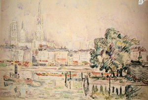 Rouen (akvarel på papir) af Paul Signac