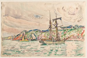 Skibe nær Trieux-floden af Paul Signac