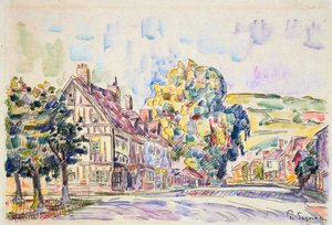 Gade med et rammehus i Normandiet, c1925 af Paul Signac