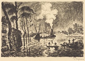 Seinen i oversvømmelse i 1910 af Paul Signac