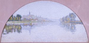 Seinen ved Herblay (olie på silke) af Paul Signac