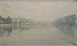 Udsigt over Seinen ved Herblay, 1889 af Paul Signac