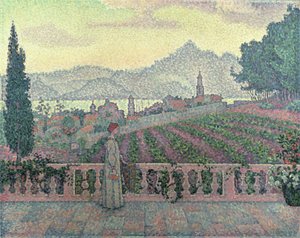 Kvinde på terrassen, 1898 af Paul Signac