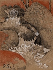 Rocks of Huelgoat, ca. 1892 (trækul, rød- og hvidkridt) af Paul Sérusier