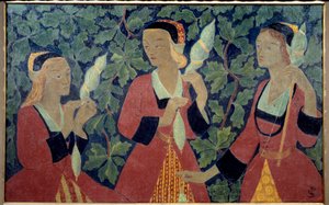 The Three Spinners Maleri af Paul Serusier (1863-1927) 1918 Brest Museum of Fine Arts af Paul Sérusier