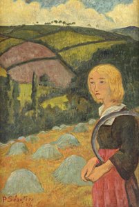 Ung bretonsk pige og høstakke, 1924 af Paul Sérusier