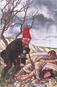 Fire ben og to stemmer: Et meget delikat monster!, illustration fra The Tempest, 1908 af Paul Vincent Woodroffe