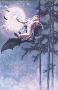 På flagermusens ryg flyver jeg, illustration fra The Tempest, 1908