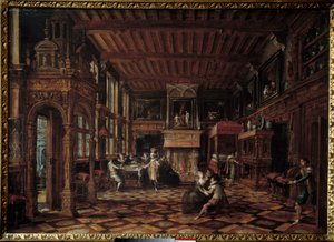 flamsk interiør. Maleri af Paulus Vredeman De Vries (1567-1630)
