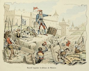 Illustration taget fra bogen "Histoire du chevalier Bayard" af Theodore Cahu, illustreret af Paul De Semant (1855-1915): Bayard organiserer forsvaret af Mezieres 1521 af Paul de Semant
