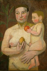Mor og barn (olie på lærred) af Paula Modersohn-Becker