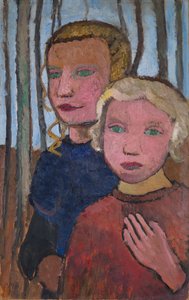 To piger foran birketræer af Paula Modersohn-Becker