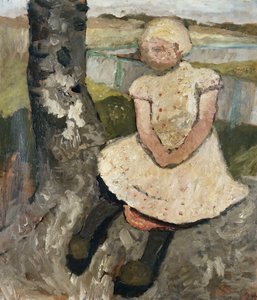Barn, der sidder under et træ; Barn siddende under et træ, ca. 1905 af Paula Modersohn Becker