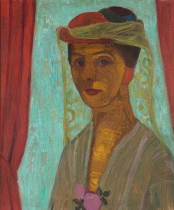 Selvportræt med hat og slør. 1906-07 af Paula Modersohn Becker