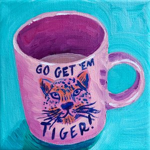 Pink Tiger Mug af Pauline Wegman | Key and Sea Creative