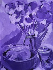 Lilla blomsterstilleben