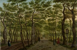 Herepaden i Haagse Bos Scheveningen-skoven ved Haag af Paulus Constantijn la Fargue (signed by artist)