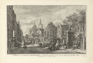 Udsigt over det daglige grøntmarked i Haag Udsigt over Kleyne Groenmarkt på Hal, Rådhuset og Groote Kerk i Haag (titel på objektet) Otte ansigter i Haag (serietitel)