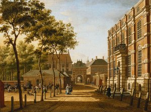 Haag: Mauritspoort og Binnenhof set på tværs af Plein, 1773
