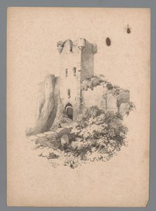 Udsigt over et ødelagt tårn med port Landscape Studies af Paulus Lauters (serietitel) Nouvelle suite de 40 études de paysages af P. Lauters (serietitel)