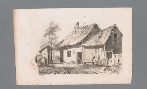 Udsigt over en gade med huse Principper for landskaber (serietitel) Principles de paysages (serietitel) af Paulus Lauters