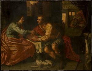 Esau sælger sin førstefødselsret (1. Mosebog 27:1-29) af Paulus Moreelse (copy after)