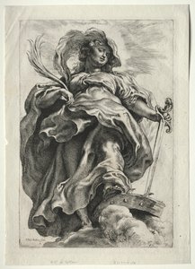 St. Catherine i skyerne af Paulus Moreelse