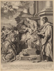 Sankt Rosalia kronet af Jesusbarnet af Paulus Pontius, after Sir Anthony van Dyck