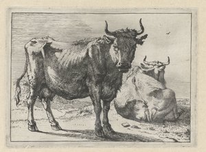 En stående og en liggende ko The Bullen-hæftet (serietitel) af Paulus Potter