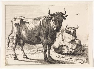 En stående og en liggende ko The Bullen-hæftet (serietitel) af Paulus Potter