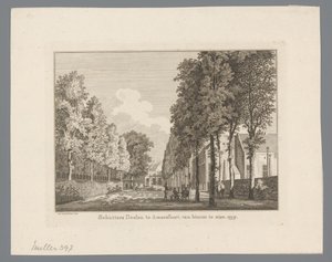 Udsigt over Doelen i Amersfoort Skytter Doelen i Amersfoort skal ses indefra. 1759 (titel på objekt)
