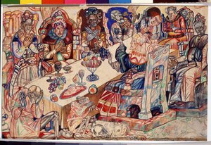 ""Kongernes fest"" Akvarel og pen af ​​Pavel Nikolayevich Filonov (1883-1941) omkring 1912 Statens Russiske Museum Sankt Petersborg af Pawel Nikolajewitsch Filonow