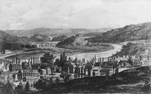 En by ved Mohawk-floden i det centrale New York State, 1811-ca. 1813.