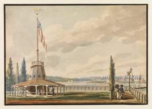 Den rejsendes første syn på New York - The Battery og Flagstaff af Pavel Petrovich Svinin