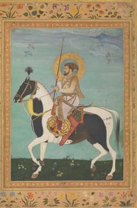 Shah Jahan på hesteryg, folio fra Shah Jahan-albummet, bagside: ca. 1630, recto: ca. 1530-50.