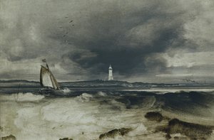 Fyrtårn (olie på panel)