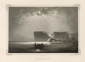 Nordcap. Illustration hentet fra bogen Norge produceret i tegninger af Asbjørnsen, P.Chr. og udgivet af Chr. Tønsberg (nr. 1848)