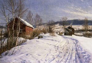 Et vinterlandskab, Lillehammer af Peder Monsted