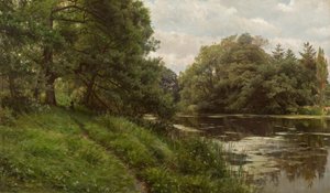 P.Mönsted, sommerdag ved vandet af Peder Monsted